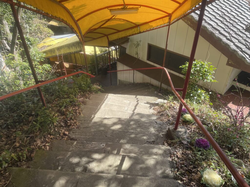 新見屋入口から階段を下る